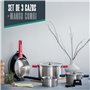 LACOR - 56610 - Set de 3 Casseroles Combi, Plus Poignée, Empilables, Convient pour Induction, Lave-Vaisselle et Four, Acier Inox