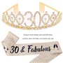 30e Anniversaire Tiara et Sash Strass Couronne pour 30 & Fabulous Sash et diadème 30 ans Tiara pour la Fête du Bon Anniversaire 