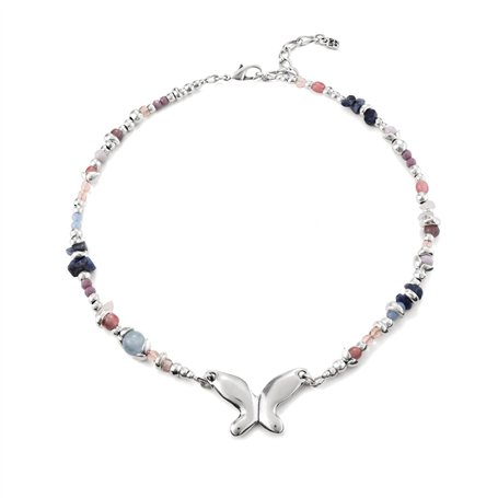 UNOde50 Collier plaqué argent avec cristaux artisanaux multicolores