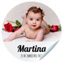 Etiquettes adhésives avec photo pour baptême. Autocollants personnalisés avec nom et date pour les cadeaux de vos invités. Mesur