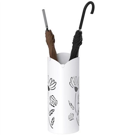 HOMCOM Porte-parapluie en acier avec 4 crochets et plateau d'égouttement amovible Blanc pour entrée bureau 17 x 17 x 41 cm