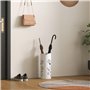 HOMCOM Porte-parapluie en acier avec 4 crochets et plateau d'égouttement amovible Blanc pour entrée bureau 17 x 17 x 41 cm