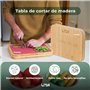 Lita Store Planche à découper multifonction en bois de bambou avec 3 tapis interchangeables flexibles PP Ustensiles de cuisine D