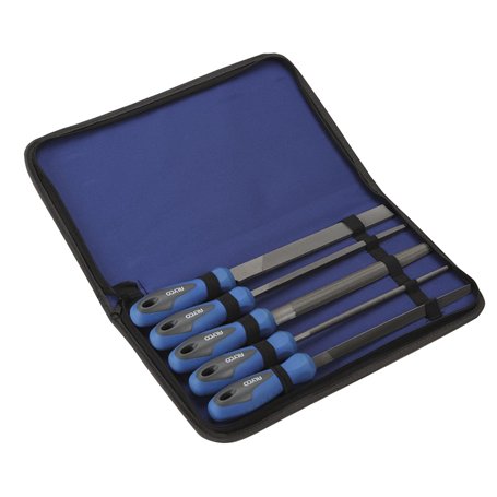 Lot de 5 limes de 200 mm en nylon pour ébaucher et façonner des surfaces dans les travaux de menuiserie et de métallurgie.