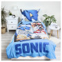 Sonic The Hedgehog Tails Knuckles Parure de lit réversible avec housse de couette et taie d'oreiller