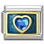 Quiges - 9 mm Style italien Charm Link Module en acier inoxydable Cœur bleu pour bracelets de style italien