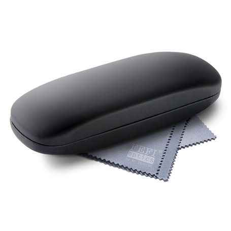 FEFI Etui à lunettes softtouch noir - Hardcase - y compris chiffon de nettoyage de lunettes de haute qualité