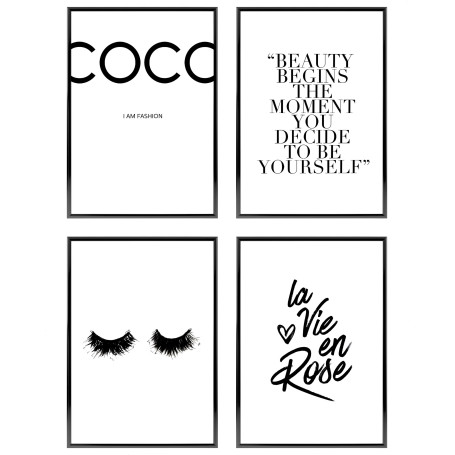 Heimlich - Ensemble d'affiches - 4 pièces de A4 / 21x30 cm - Affiches premium - Impressions sans cadre - Style moderne - Coco