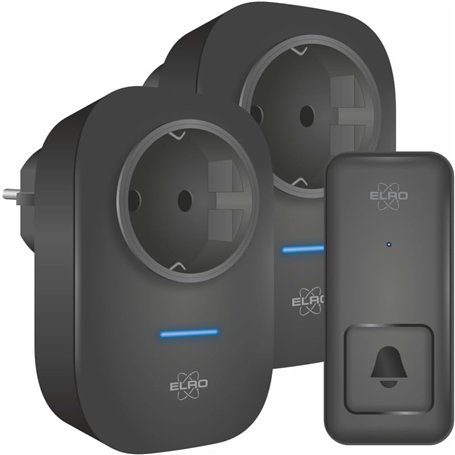 ELRO DB4000 Kit de sonnette de porte Kinetic sans fil - Avec 2 récepteurs enfichables avec prise - Pas de piles nécessaires - 15