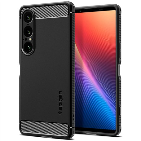 Spigen Rugged Armor Coque Compatible avec Sony Xperia 1 VII [Souple] - Noir Mat