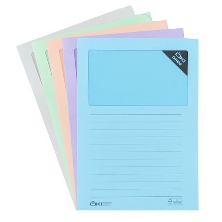 ÖKI Lot de 10 dossiers de fenêtre pastel en papier avec fenêtre - En matières premières renouvelables - 120 g/m² - Format A4 (22