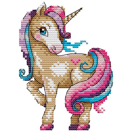 Awesocrafts Kit de broderie au point de croix Motif licorne magique Motifs faciles à broder pour Noël