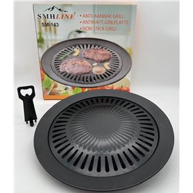 SMH LINE® Plaque de cuisson pour réchaud à gaz avec bac d'égouttement intégré - Surface de cuisson antiadhésive pour barbecue