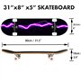 Deck Complet de Skateboard en érable de 31 Pouces pour débutants, Skateboard Professionnel avancé-Éclair Violet