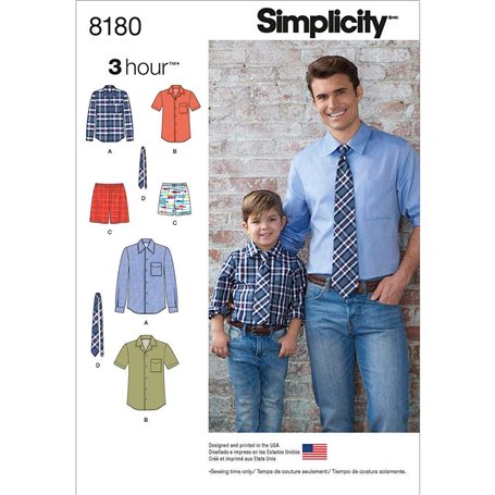 Simplicity 8180 garçon et Chemise pour Homme