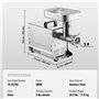 VEVOR Hachoir à Viande Électrique Commercial Capacité 2,3 kg/min, Hachoir Électrique de Comptoir, Poussoir à Saucisses avec Lame