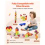 VEVOR Tuiles magnétiques, 121 PCS, Blocs de Construction magnétiques pour Enfants, Jouets éducatifs STEM à empiler avec 2 Bases 