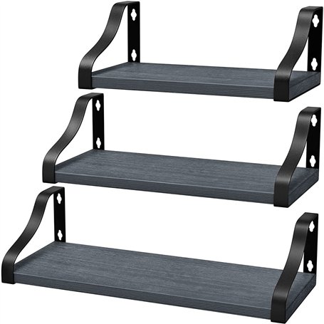 McNory etagères murales Lot de 3 Bois et Métal