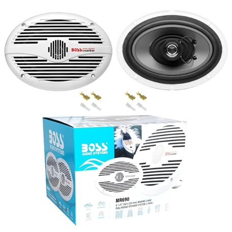 KIT Set pour Boss Audio Systems MR690 Ovale 2 Voies 6 x 9 15 x 23 cm 175 Watts rms 350 Watts Max 4 ohm étanche mer Piscine Batea