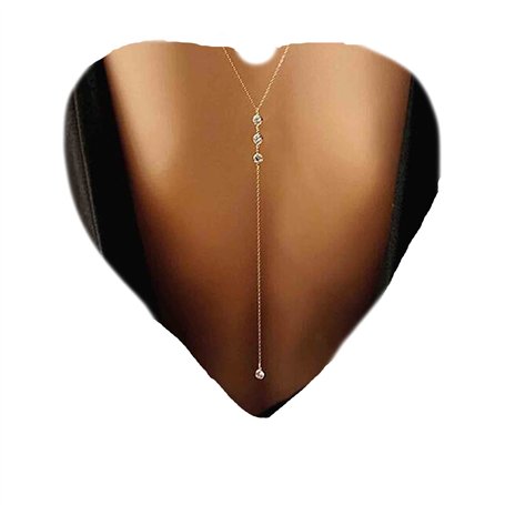 Yheakne Collier de Fond en Cristal Doré CZ Y Lariat - Chaîne Longue Strass - Bijoux de Corps pour Mariée
