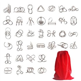 36 Casse-Tête Métal, IQ Test Disentanglement Puzzles, Puzzles Jeu Magic Toy Trick pour Les Adultes et Les Enfants Anniversaires, 36 Casse-Tête Métal