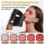 Masque LED Visage Et Cou, Ntyikul LED Visage avec 7 Couleurs de Lumière et 5 Niveaux de Luminosité, LED Mask avec Télécommande, 