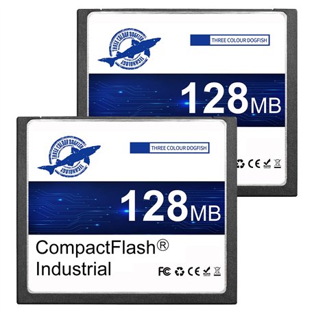 Dogfish 2 Pack 128MB Compact Flash Card Carte Mémoire CF Type I Haute Performance FAT16 pour Équipements Industriels et Appareil