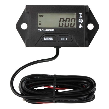 Yooreal Compteur d'heures d'entretien numérique Tachymètre pour petit moteur à essence 2 ou 4 temps Générateur de tracteur de pe