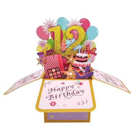 Carte pop-up « Happy 12th Birthday » pour fille de 12 ans