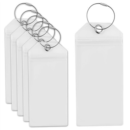 Lot de 5 étiquettes de bagage transparentes avec 5 bandes métalliques vissables