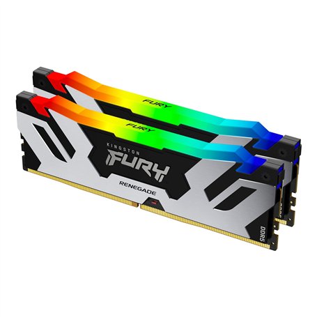 Kingston Fury Renegade DDR5 RGB Argent/Noir XMP 48Go (2x24Go) 8800MT/s CL42 CUDIMM Mémoire pour PC de Gamer Kit de 2 - KF588CU42