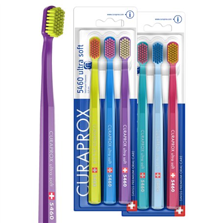 Curaprox 6 x Brosse à dents CS 5460 Ultra Soft - Brosse à dents manuelle pour adultes avec 5460 poils Ultra Soft CUREN - 6 pièce