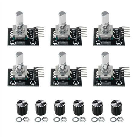 Lot de 6 modules d'encodeur rotatif à 360 degrés KY-040 - Potentiomètre - Sortie d'impulsion numérique - Blocs de construction é