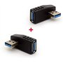 Adaptateur USB 3.0 90 degrés angle droit connecteur USB type A mâle à extension femelle 2 pcs (angle gauche et angle droit inclu