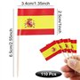 Lot de 110 cure-dents drapeaux espagnols - Décoration espagnole - Petit mini cure-dents pour l'Euro 2024 - Euro - Concours olymp