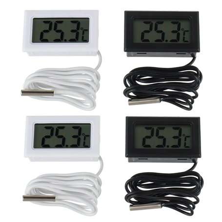 BOJACK 4 Pcs Thermomètre Réfrigérateur Thermomètre LCD Numérique avec Sonde Étanche pour Réfrigérateur Congélateur Aquarium Ther