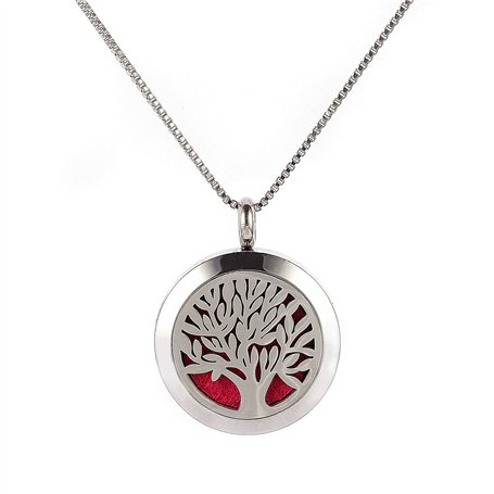 Aromathérapie Huile Essentielle Diffuseur Pendentif Arbre de Vie en Acier Inoxydable Collier Pendentif Parfum Cadeau de Noël Bij