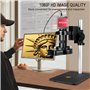 RUZIZAO Microscope Numérique HDMI 1080P VGA Caméra Microscope avec Objectif Zoom 130X, Annulaire Lumière LED et Base Métallique 