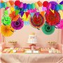 38 Pièces Décoration de fête Fournitures, des Pompons, des Rubans en Tissu et des Guirlandes de Fanions,Ventilateur de Guirlande