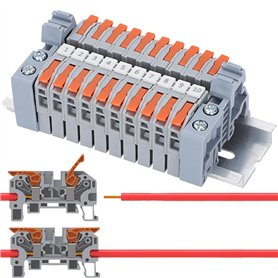 10 Pièces Bornier Rail Din 0,5-2,5mm² Bornier Electrique Bornier Terre Gris Connecteur Electrique Rapide électriques avec Rail D 10 Pièces Bornier Rail Din 0