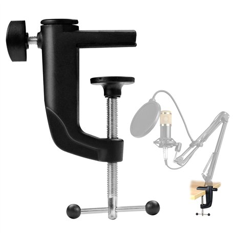 C-Clamp Base Stand Mounting Accessory - Pince C Robuste Table Métal Collier Fixation Support Pour Microphones Avec Vis Réglable