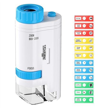 GlasFlength 80x-200x Microscope Enfant Portable