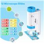 GlasFlength 80x-200x Microscope Enfant Portable, Microsc ope Enfant avec 12 Lames Lumière LED Mic roscope Éclairé Microscope ave