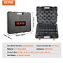 VEVOR Jeu de Douilles à Choc 1/2" Jeu de 58 Douilles à Impact avec Outil à Cliquet 6 Pans en Acier Allié CR-V HRC 42-48 Solide R
