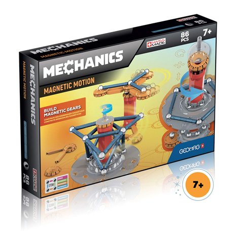 GEOMAG - MECHANICS Magnetic Motion - 86 Pièces - Jeu de Construction d'Engrenages Magnétiques pour Enfants dès 7 Ans - Mouvement