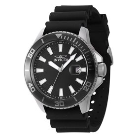 INVICTA Pro Diver 46087 Montre Homme - Entanche - Analogique - Mouvement à Quartz - Acier Inoxydable avec Cadran Noir - 45mm