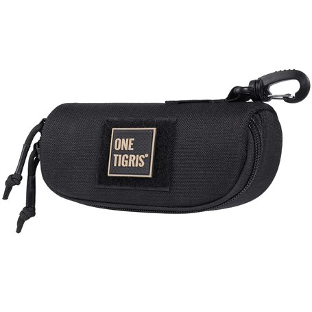 OneTigris Etui à Lunettes Rigide Tactique Zippé La Boîte De Protection pour Les Lunettes en 1000D Nylon avec Molle (Noir)