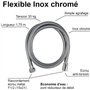 Flexible de douche - ROUSSEAU - Écrou métal anti-torsion - Sertis de sécurité - Longueur 1m75 - Inox chromé simple agrafage