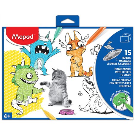 Maped - 15 Papiers Magiques à Effets à Colorier - Format A4 (21 x 29