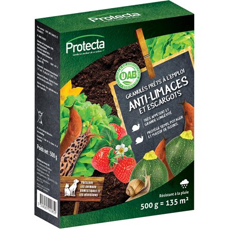 Protecta® Granulés Anti-Limaces et Escargots – À Base de Phosphate Ferrique – Résistant à la Pluie – Protection Potager